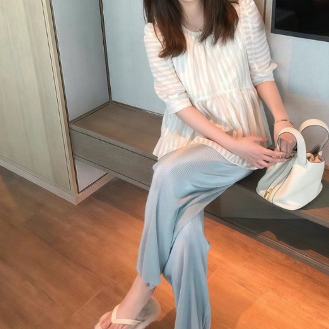 Makone 블라우스 팬츠세트 여름 임산부복 여리여리 임부복