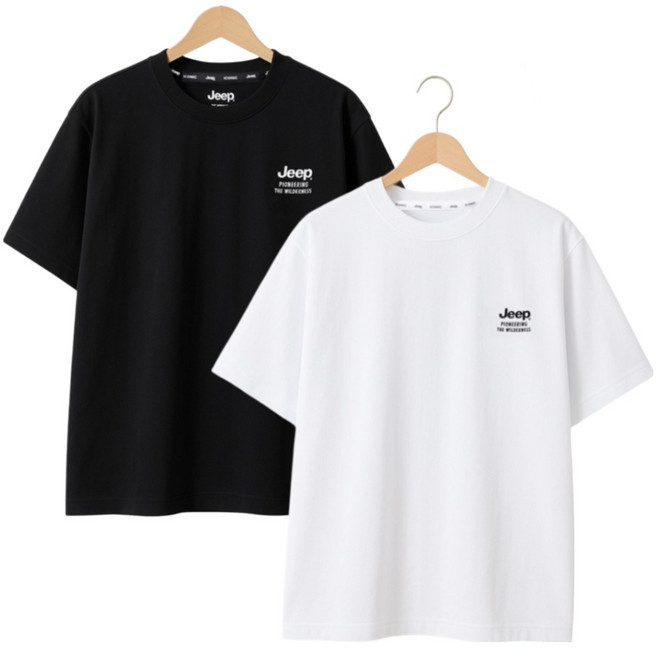 지프 뉴로고 반팔티 1+1 - 화이트 블랙 싱글에어그램