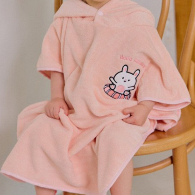 동물 자수 아동용 후드 비치가운 키즈 물놀이 판초 타월