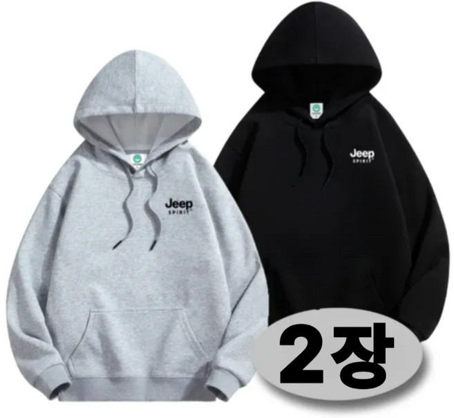 JEEP SPIRIT 지프 남자 여자 후드티 오버핏 후드 티셔츠 가을 봄 2장 세트