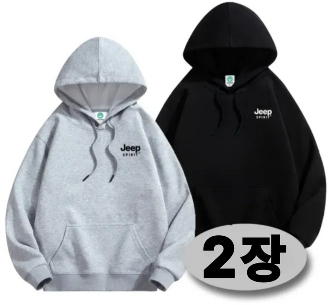 JEEP SPIRIT 지프 남자 여자 후드티 오버핏 후드 티셔츠 가을 봄 2장 세트