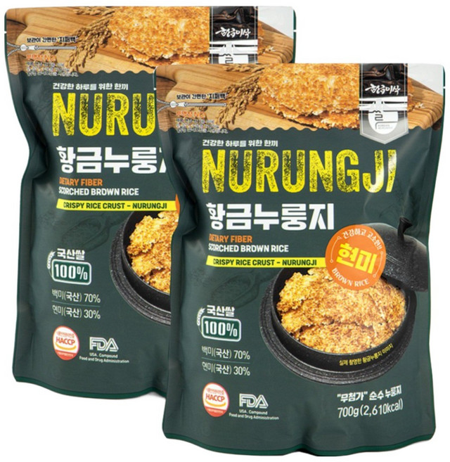 [황금이삭]국산 황금누룽지 700g 3종 황금색으로 오래구워 더욱더 고소한 명품누룽지, 2개