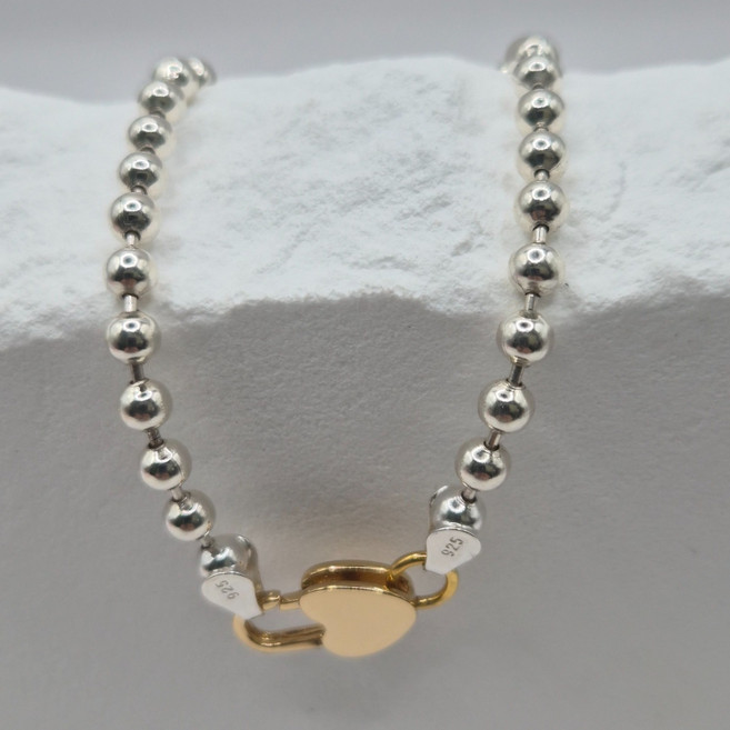 제시아 실버 이태리체인 925실버 4mm 볼 체인 자물쇠 포인트 은팔찌