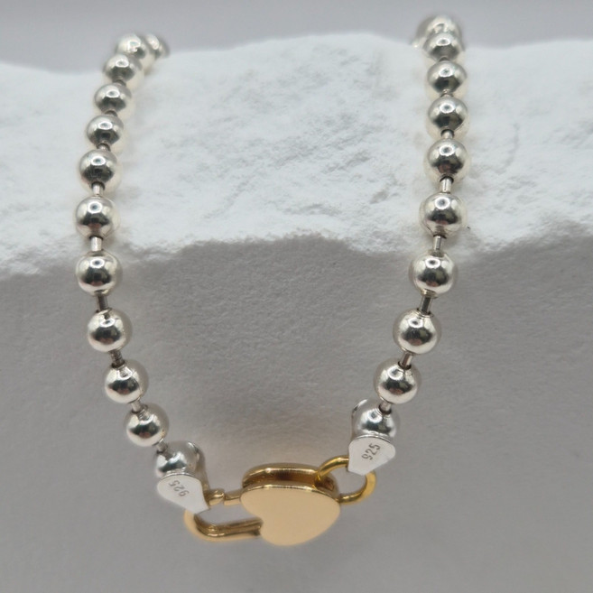 제시아 실버 이태리체인 925실버 4mm 볼 체인 자물쇠 포인트 은팔찌