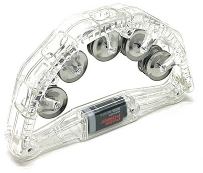 노래방 고급 탬버린 광 흔들면 4색으로 빛이나는 신나는 발광 탬버린 파티 행사 소품 도구, 1개, 투명