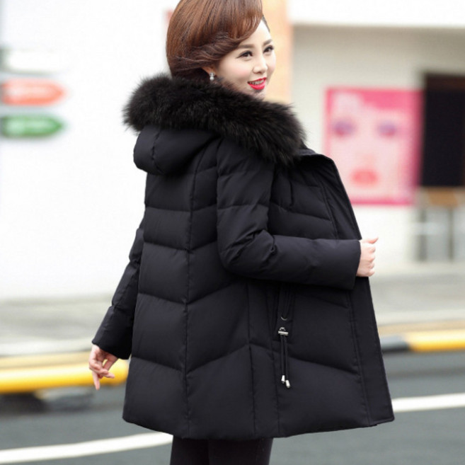 타임퓨어 여성 가을 기모 롱 자켓 매직 가벼운 패딩 하프 경량 패딩 겨울 후드 점퍼 가을 보온 다운점퍼 엄마옷 코트 빅사이즈