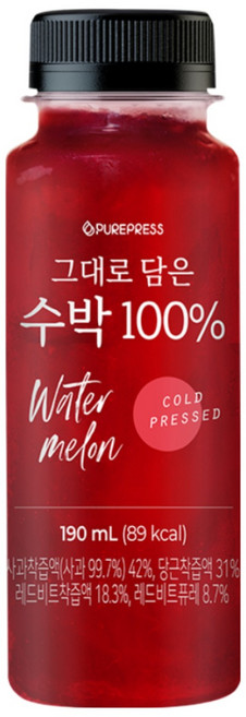국산 제철 수박쥬스 HPP 콜드프레스 퓨어프레스 수박주스 190ml, 20개