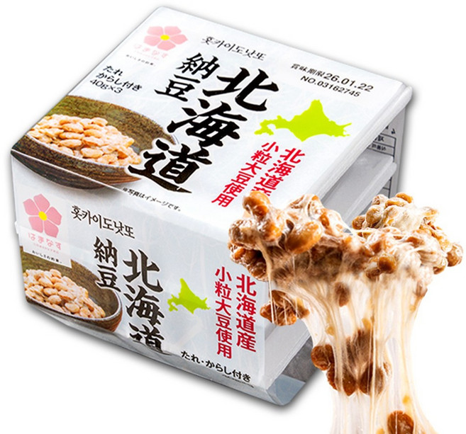 NonGMO 훗카이도 프리미엄 낫또 일본 음식 식품 간식, 18개, 40g