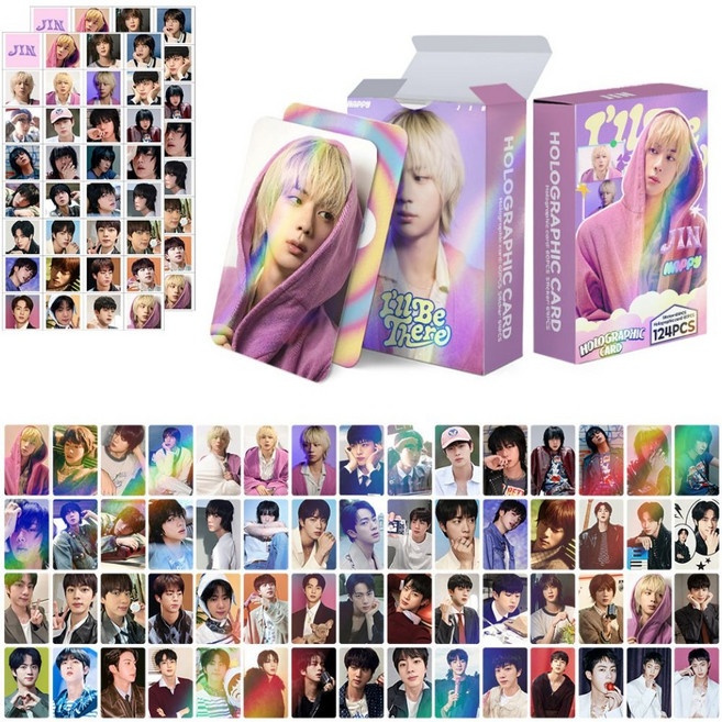 BTS 멤버별 스페셜 에디션 홀로그램 홀로그램 포카 124장 포토카드 60장 스티커 64장 도무송 다꾸 방탄소년단 선물용, 124개, JIN(진)