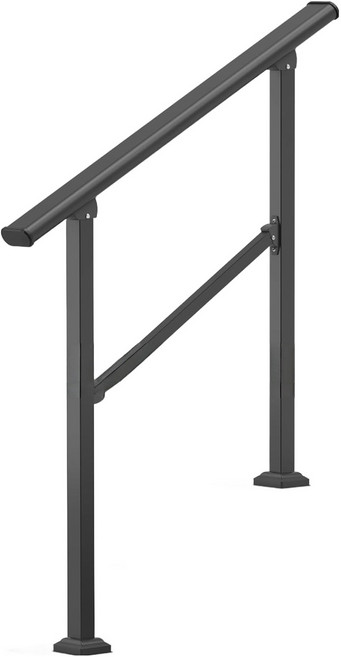 계단 난간대 안전손잡이 안전바 안전가드 펜스 계단난간손잡이 3단, 1개, 블랙