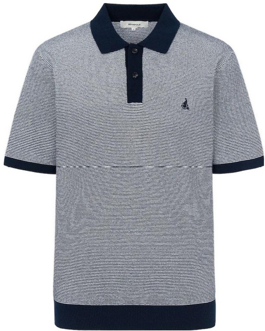 [국내백화점] 빈폴 26SS 투톤 텍스쳐 칼라넥 니트 - 네이비 카라니트 반팔니트 여름니트 남성니트