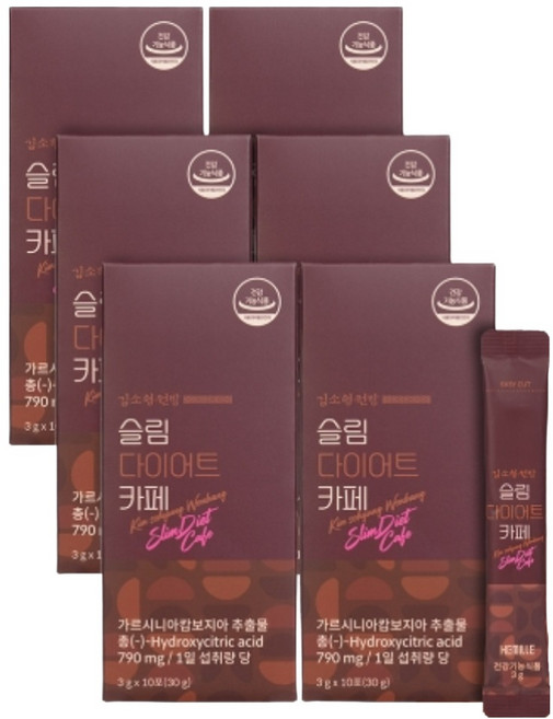 김소형원방 슬림다이어트카페 다이어트커피 3g x10포 x6박스 체중관리 스틱커피, 6박스