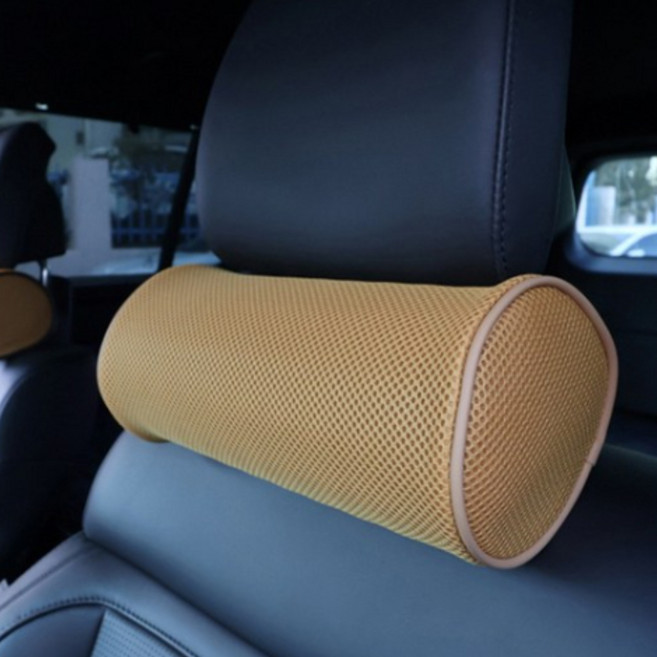 내 목에 딱!! 차량용 프리미엄 편백나무 목쿠션 메쉬베개 자체제작 편백나무 목베개 캠핑용 베개 휴대용 베개, 1개, 편백 반달형 목베개_브라운