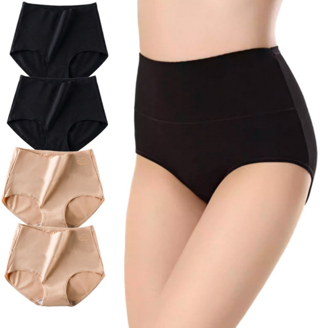 차이나팩토리 여성 하이웨스트 면 팬티 4P