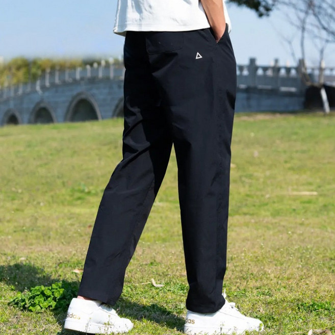 1/1+1 남성용 속건 롱팬츠 가을 와이드 아웃도어 등산 캐주얼 스트레이트 바지/발수속건/통기성원단, 2XL/82.5-90kg, 블랙