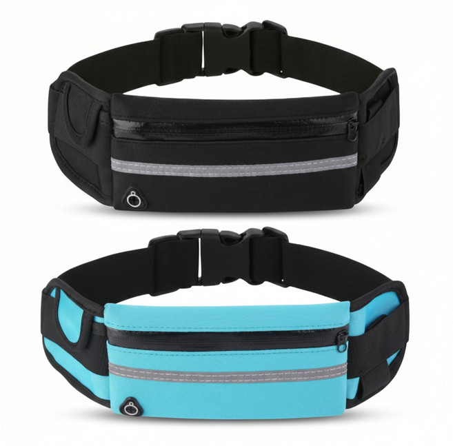 노비에 PRO 러닝 벨트 가방 와이드 플립, 2개, 올블랙+스카이팀