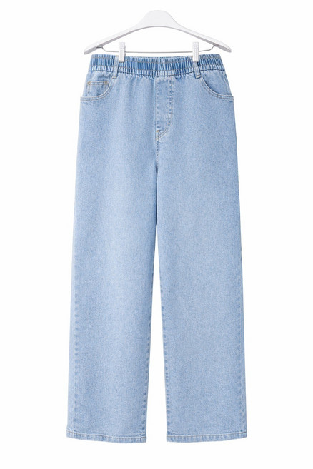 DW 여성 스트레이트 스판 밴딩 일자 와이드 데님 팬츠 청바지