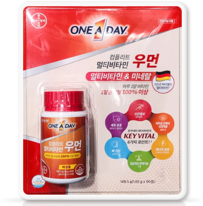 바이엘 원어데이 멀티비타민 우먼 1.65g X 90정, 1개 - 쿠팡