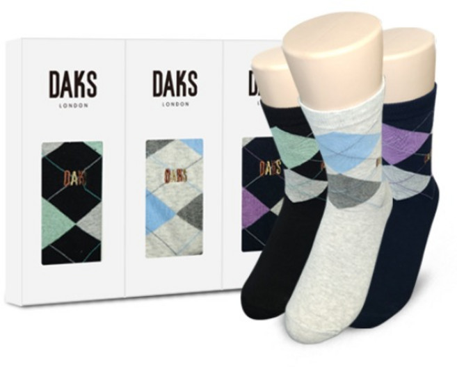 닥스양말 숙녀 면 단목 닥스사선체크 3족세트 24409