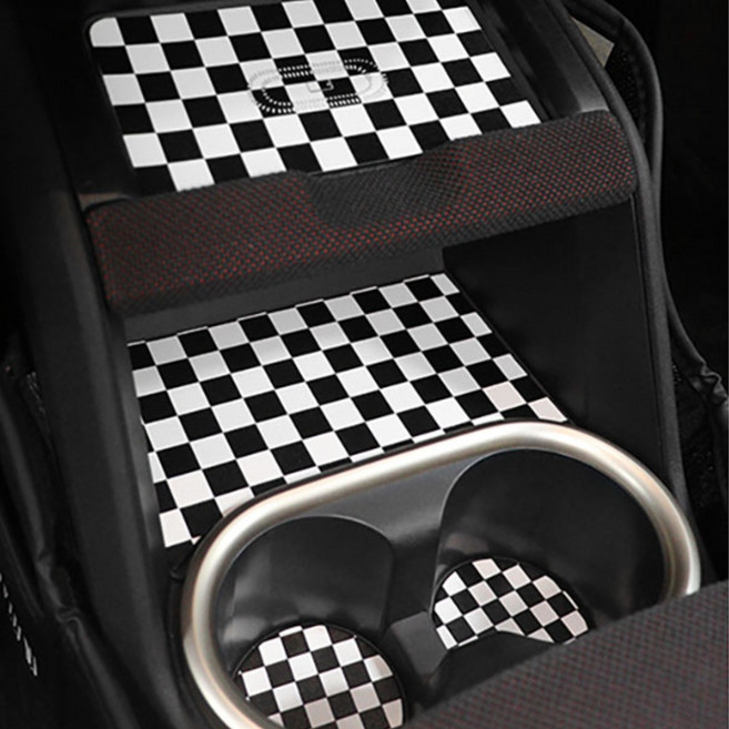 미니쿠퍼 3D 무늬 가죽 다용도 보호 패드 전차 내부 보호용 U25 컨트리맨 전용 2025년식, 체크(U25 6종세트), 1세트