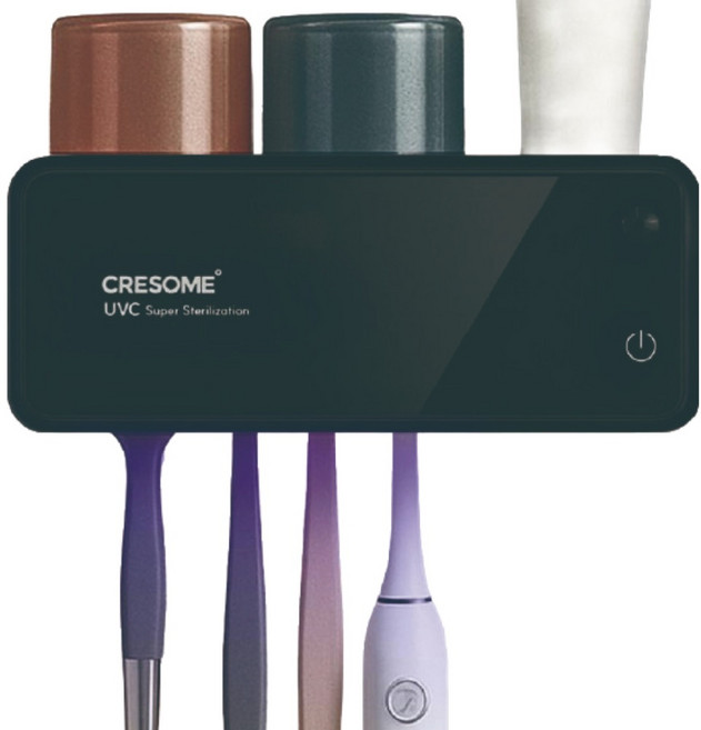크리썸 가정용 무선 UVC 칫솔살균기, 블랙