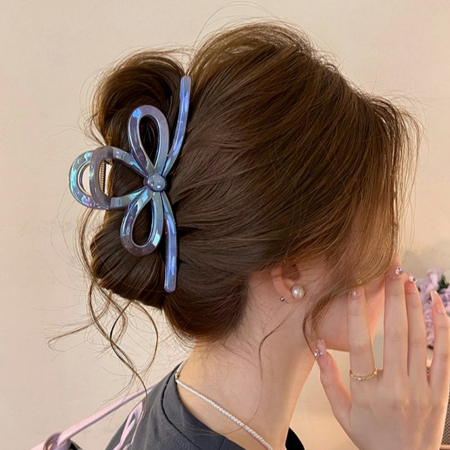 SUNSHINE 프리미엄 반짝반짝 대왕 리본 올림머리 헤어 집게핀 13cm