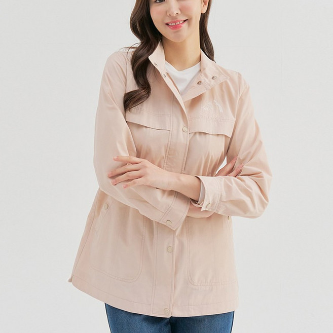 [올포유] [모델착장] 여성 자수 포인트 중기장 사파리 점퍼 ALFRM2311-508