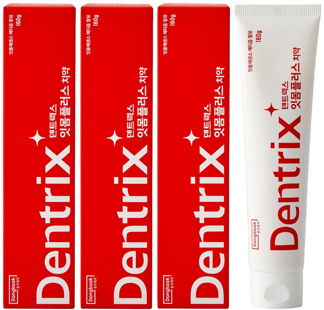 동국제약 덴트릭스 잇몸플러스 치약 160g 잇몸치약 잇몸케어 구취제거 잇몸약 에티즘함유 잇몸케어 프로젝트 마일드한 상쾌함, 3개
