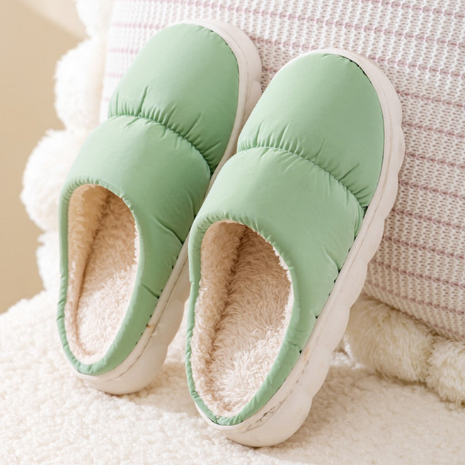 [1+1] 생활방수 패딩털 슬리퍼 겨울 방한 실내화 털슬리퍼 폭신 보온 패딩 신발