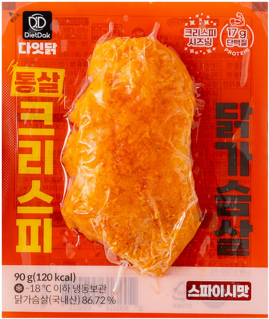 다잇닭 통살 크리스피 치킨, 90g, 닭가슴살 스파이시맛 30팩