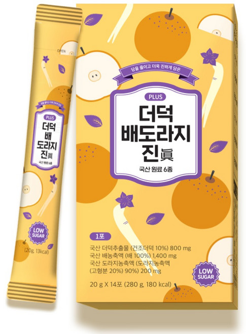 무첨가 약국 판매 국산 원료 100% 더덕 배 도라지 진 액 스틱 환절기 미세먼지 온가족 건강 관리, 1개, 280g