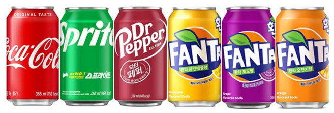 마셔몰 탄산음료 뚱캔 믹스세트 코카콜라 스프라이트 닥터페퍼 환타오렌지 포도 파인애플 6가지맛, 24개, 350ml