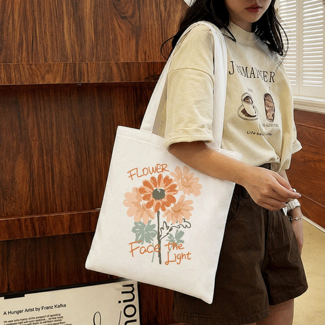 주포어유 데일리 감성 에코백 레터링 캐릭터 캔버스백