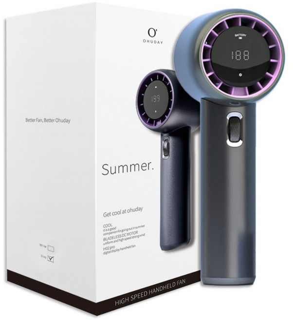 허리케인Pro 199단 초전도 냉각 역대급 바람 휴대용 선풍기 무선 손선풍기, 그레이, 허리케인 Pro