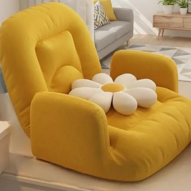 글로리존 팔걸이 편한 각도 조절 등받이 좌식 의자, 옐로우, 1개