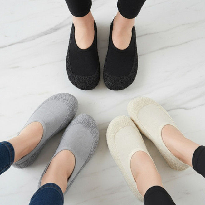 실내화 요가 피트니스 실내운동 이영자 논슬립 슈즈 (여성/남성 겸용), 1세트, 아이보리