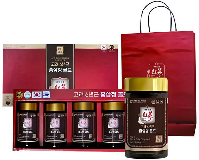 고려 홍삼정 골드 고려 6년근 선물세트 240g 홍삼농축액 4병 48일분, 4개