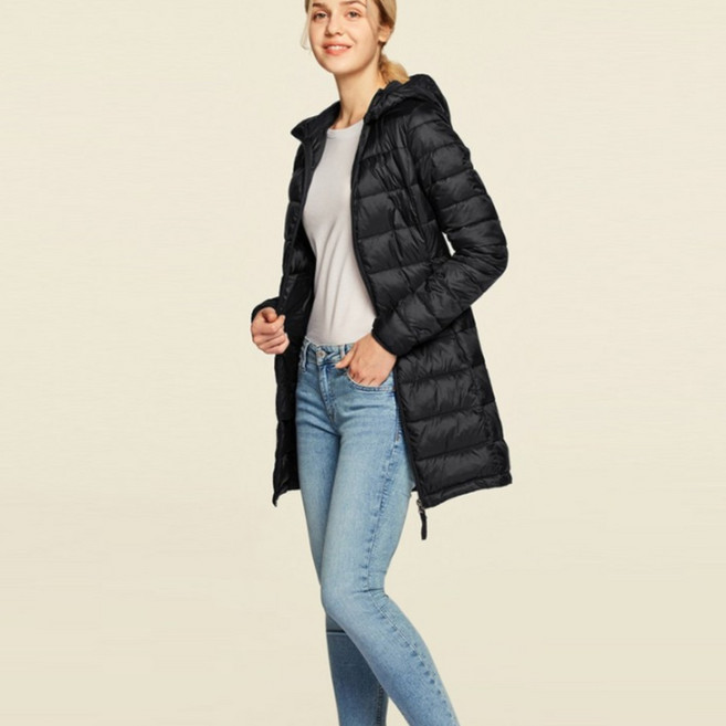 [1+1] 여성 데일리 경량 패딩 롱 자켓