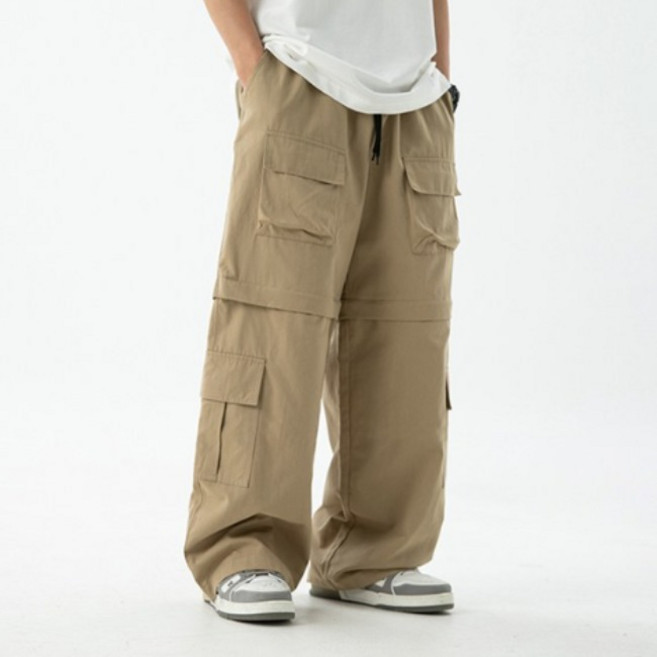 코디코치 우즈 팬츠 남녀공용 멀티 카고 와이드 입체 포켓 로스리프 데일리 트레이닝 밴딩 면 바지