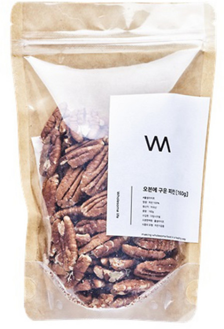 세척후 매일아침 구운 피칸 반태 햇 볶은 무염, 실속형(지퍼팩), 1개