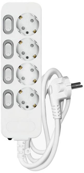 개별스위치 고용량 4구 멀티탭 3500W 과부하차단, 1개, 4구 화이트, 1.5m