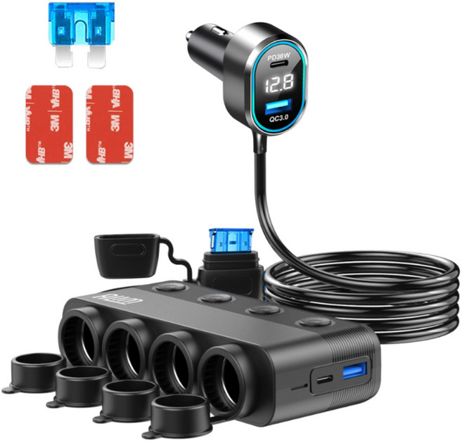 고출력 4구 차량용 스위치 멀티 시거잭 소켓 자동차 C타입 초고속 충전기