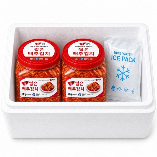 [실속 초특가] 원김치 썰은배추김치 칼질 없이 바로 먹는 용기김치, 2개, 1kg