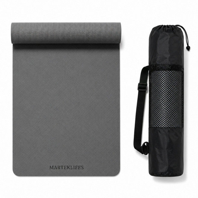 5위 - MARTEKLIFES 프리미엄 TPE 요가매트 10mm 논슬립 홈트 필라테스 운동매트 스트랩 가방포함, 1개