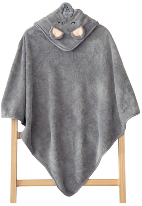 에뜨람 아기 목욕타올 샤워가운 수건 신생아 순면 베이비 후드 비치 KC인증상품, 엘리 그레이_목욕타올, 1개