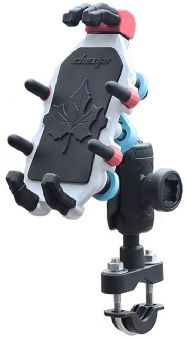 리바앤코 자전거 핸드폰 거치대 오토바이 거치대 충격흡수 도난방지 홀더 스마트폰, 화이트