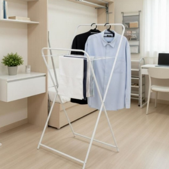 만능상점 빨래도우미 좁은방에도넓게쓰는 1인 자취 빨래건조대 소형, 화이트