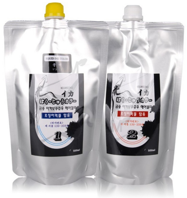 7위 - 뉴겐 금송 이카 보쿠쥬우 오징어먹물 헤어칼라 1제 500ml + 2제 500ml, 블랙, 1개