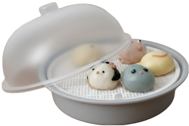 안디아모 국산 전자레인지 찜기 전자렌지 만능 찜기 세트 호빵 고구마 양배추 찜기 세트, gray, 1개