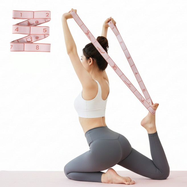 ONDOBIUM 요가 필라테스 단계별 어깨 스트레칭 근력 저항 운동 밴드, 1개, 로즈핑크